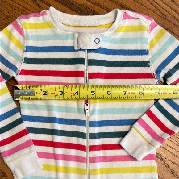 Primary Rainbow Striped Kids Footie Pajama size 12-18 mo - Picture 3 of 7